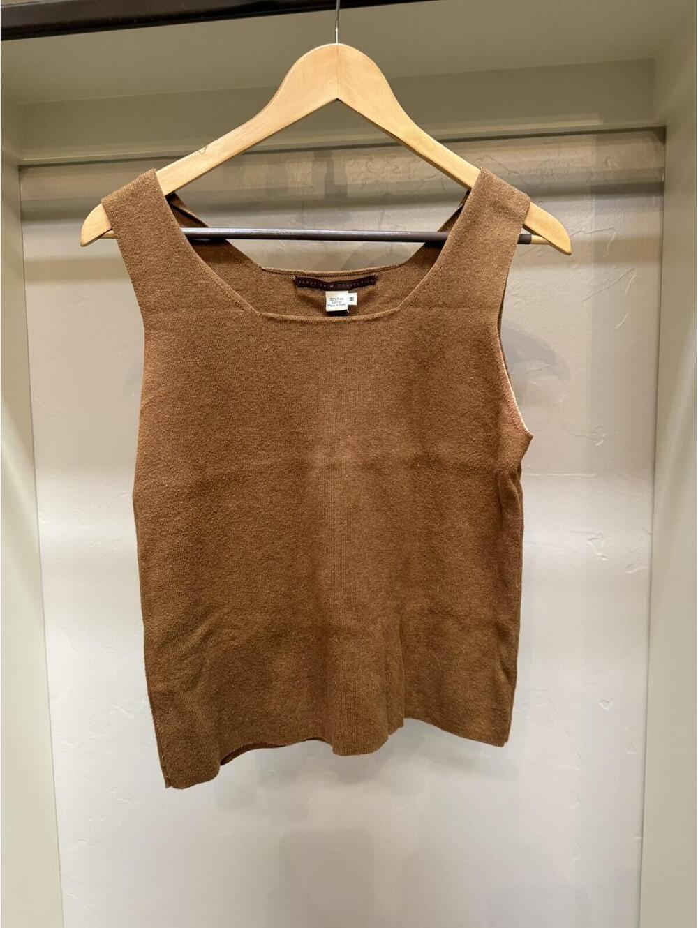Peruvian Connection Brown Cotton Knit Sleeveless Tank Top Size M